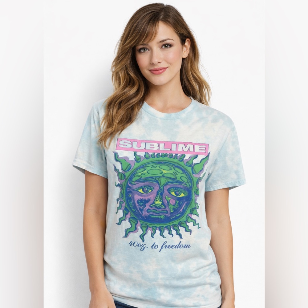 Sublime Tie Dye Graphic T-Shirt | Psychedelic Sun Face Band Tee